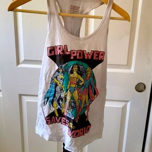 “Girl Power” racerback white tank top